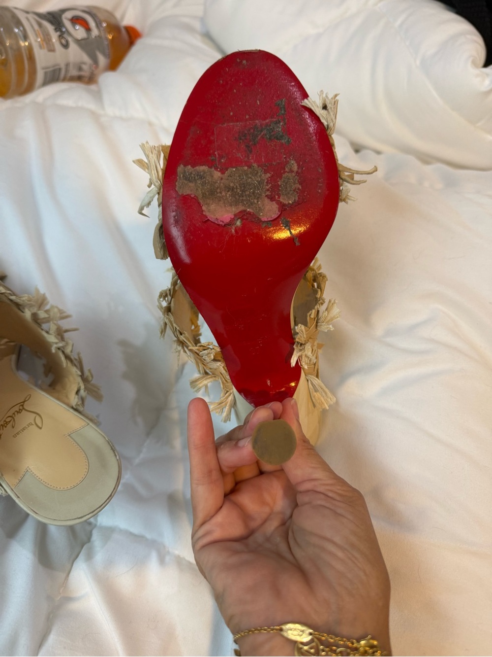 Christian Louboutin Beige Woven Raffia Slide Mules - Picture 7 of 12